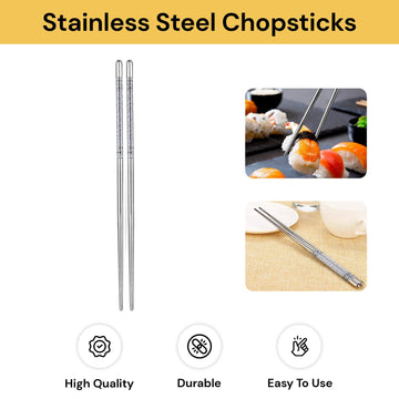 2PCs Stainless Steel Chopsticks