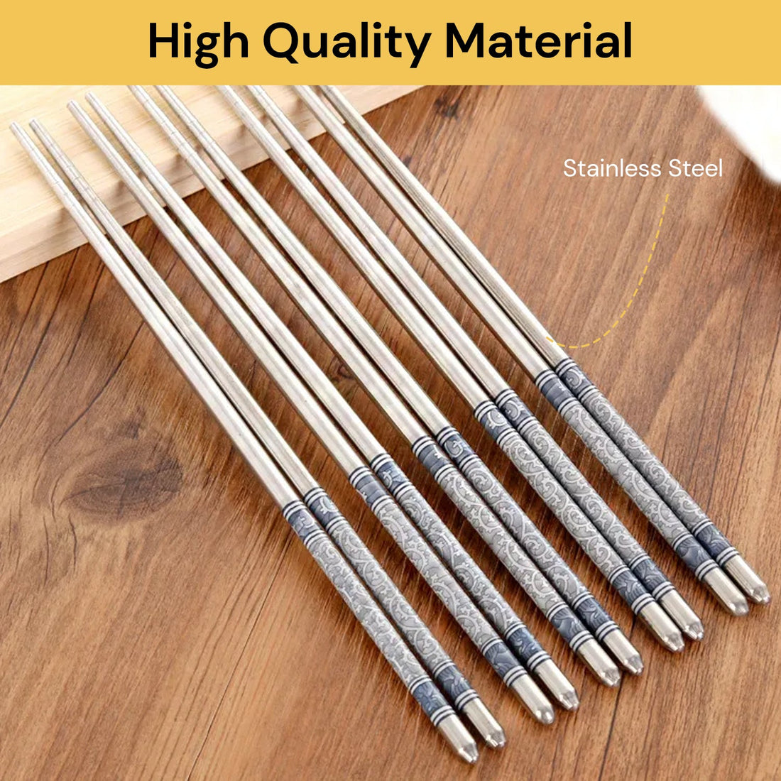 2PCs Stainless Steel Chopsticks