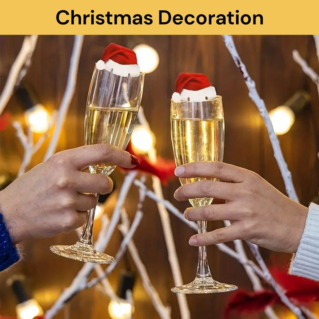 10PCs Christmas Hat Wine Glass Decoration 