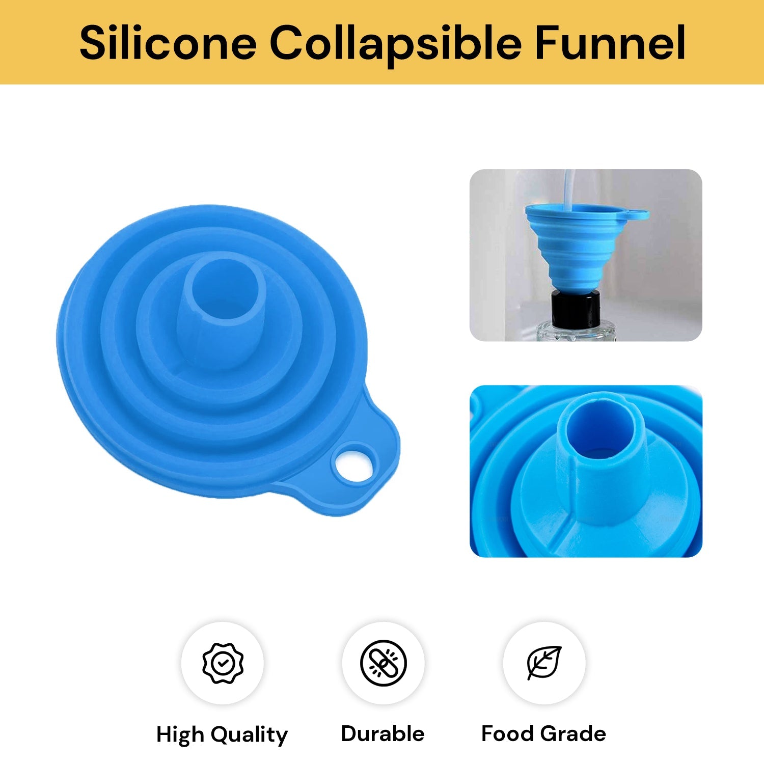 2PCs Silicone Collapsible Funnel