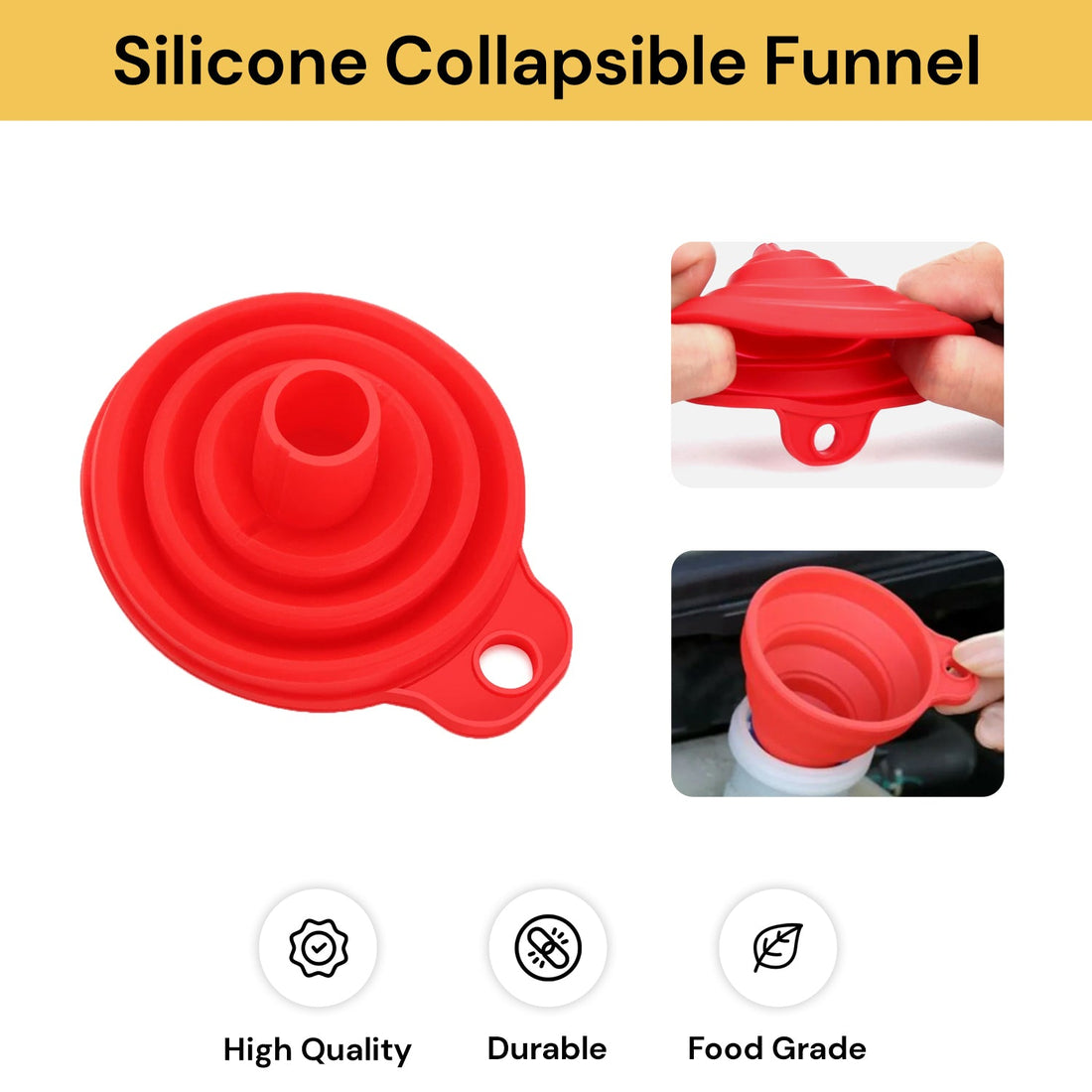 2PCs Silicone Collapsible Funnel