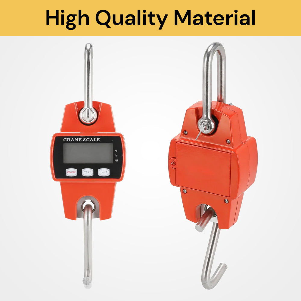 Digital Hanging Crane Scale - Orange - Heavy-Duty Weighing Device