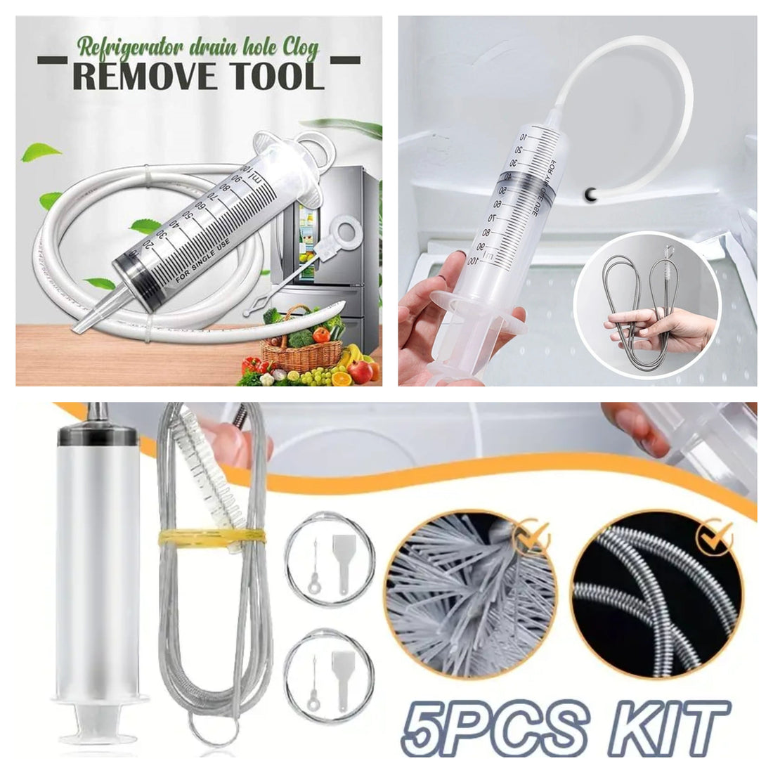 DIY Refrigerator Drain Hole Clog Remover / Dredge Cleaning Kit Prily