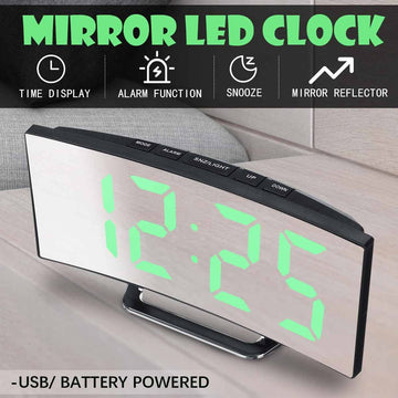 Digital Curved Mirror Smart Alarm Clock Prily