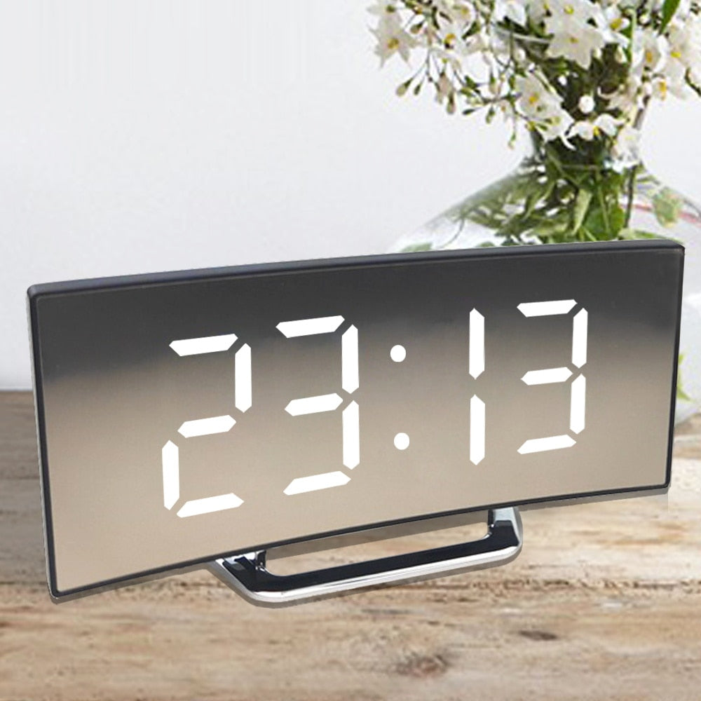 Digital Curved Mirror Smart Alarm Clock Prily