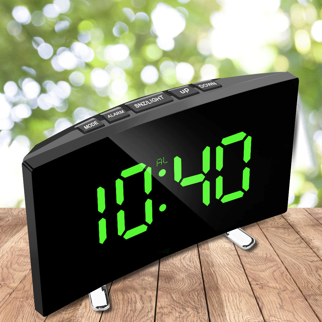 Digital Curved Mirror Smart Alarm Clock Prily