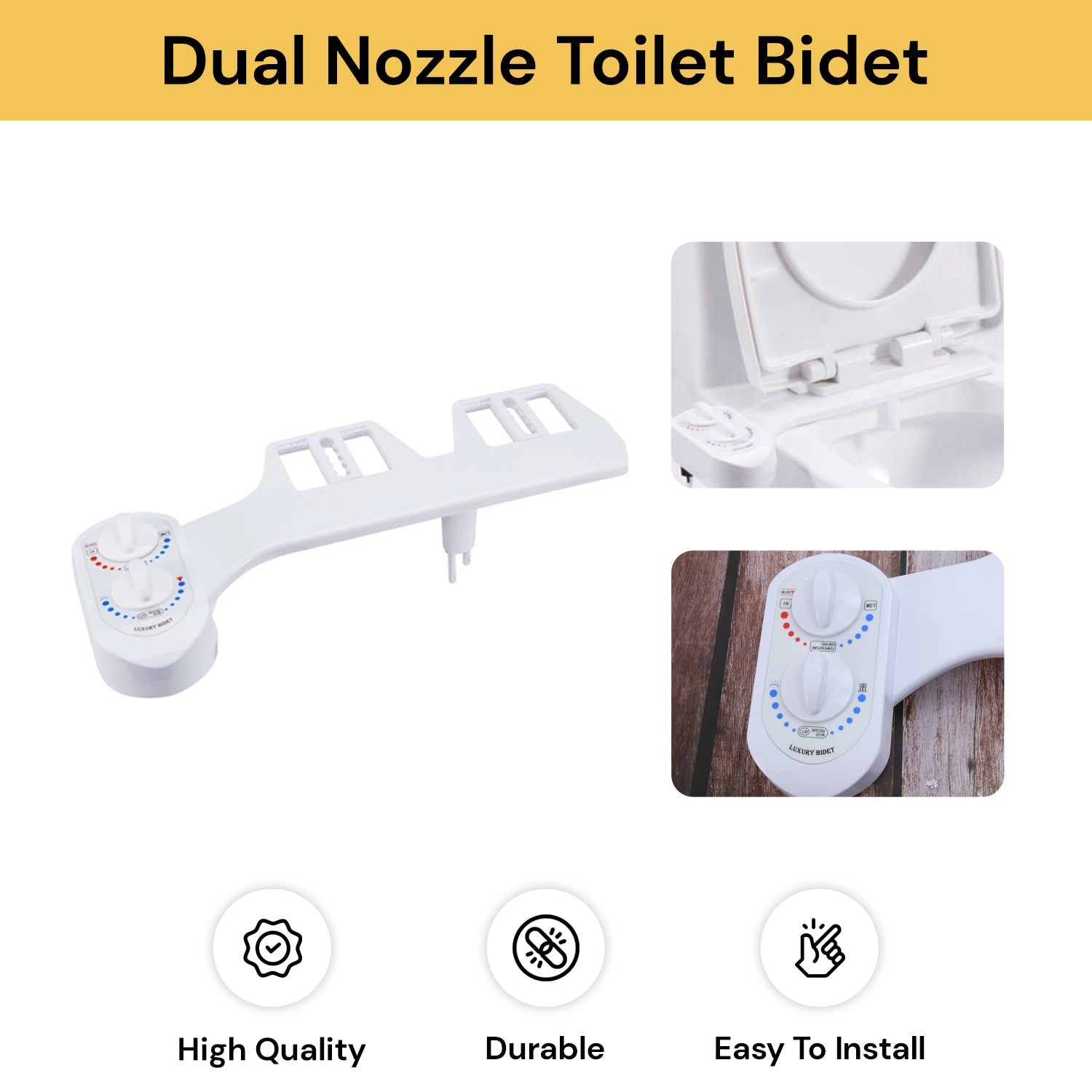 Dual Nozzle Hot Cold Water Toilet Bidet 