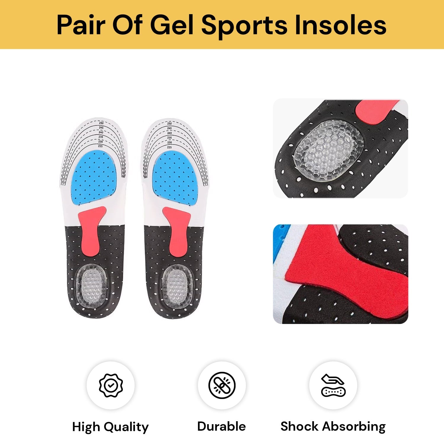 Pair of Premium Comfort Gel Sports Insoles