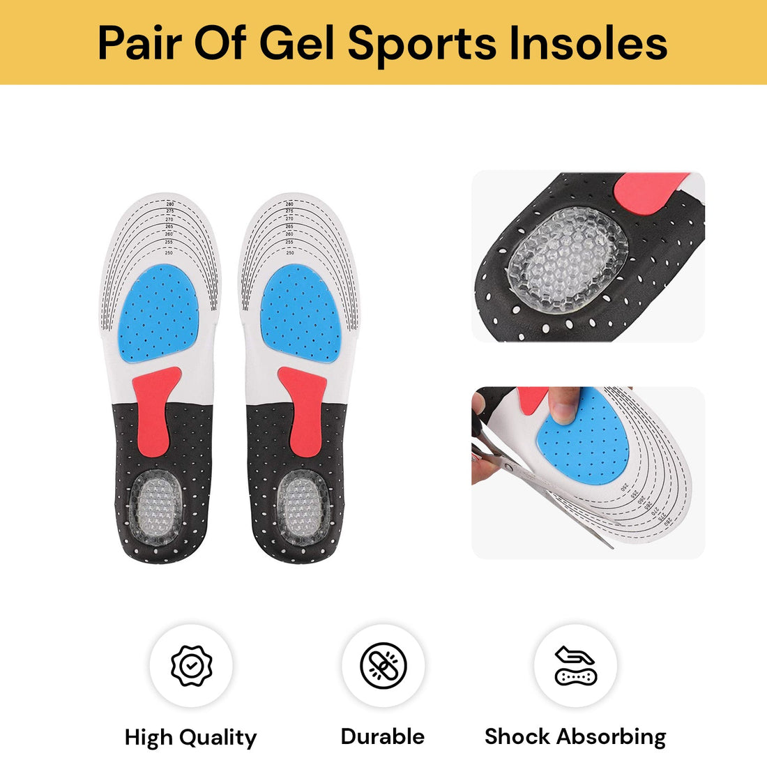 Pair of Premium Comfort Gel Sports Insoles