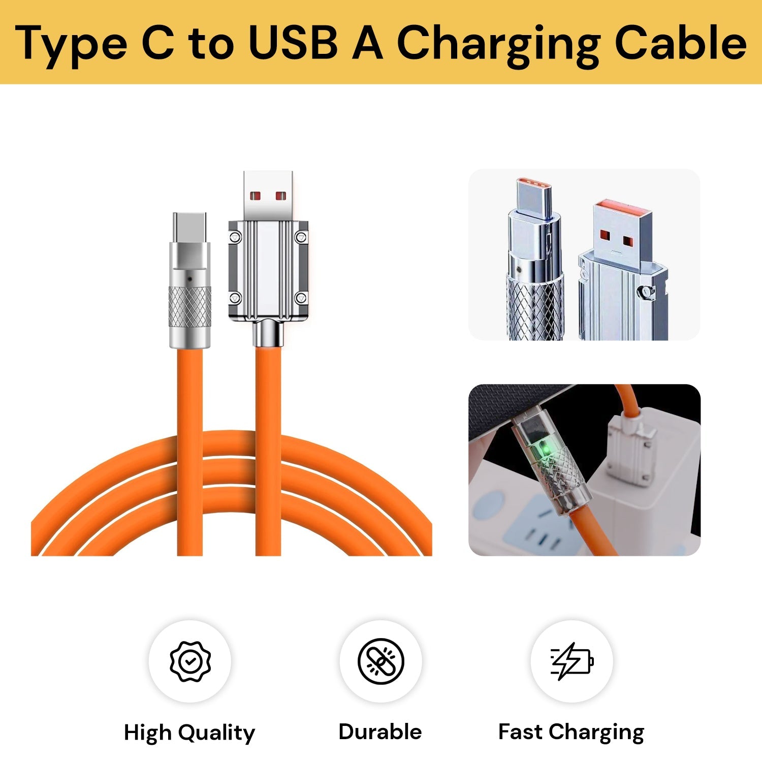 USB Type C to USB A 120W Fast Charger Cable