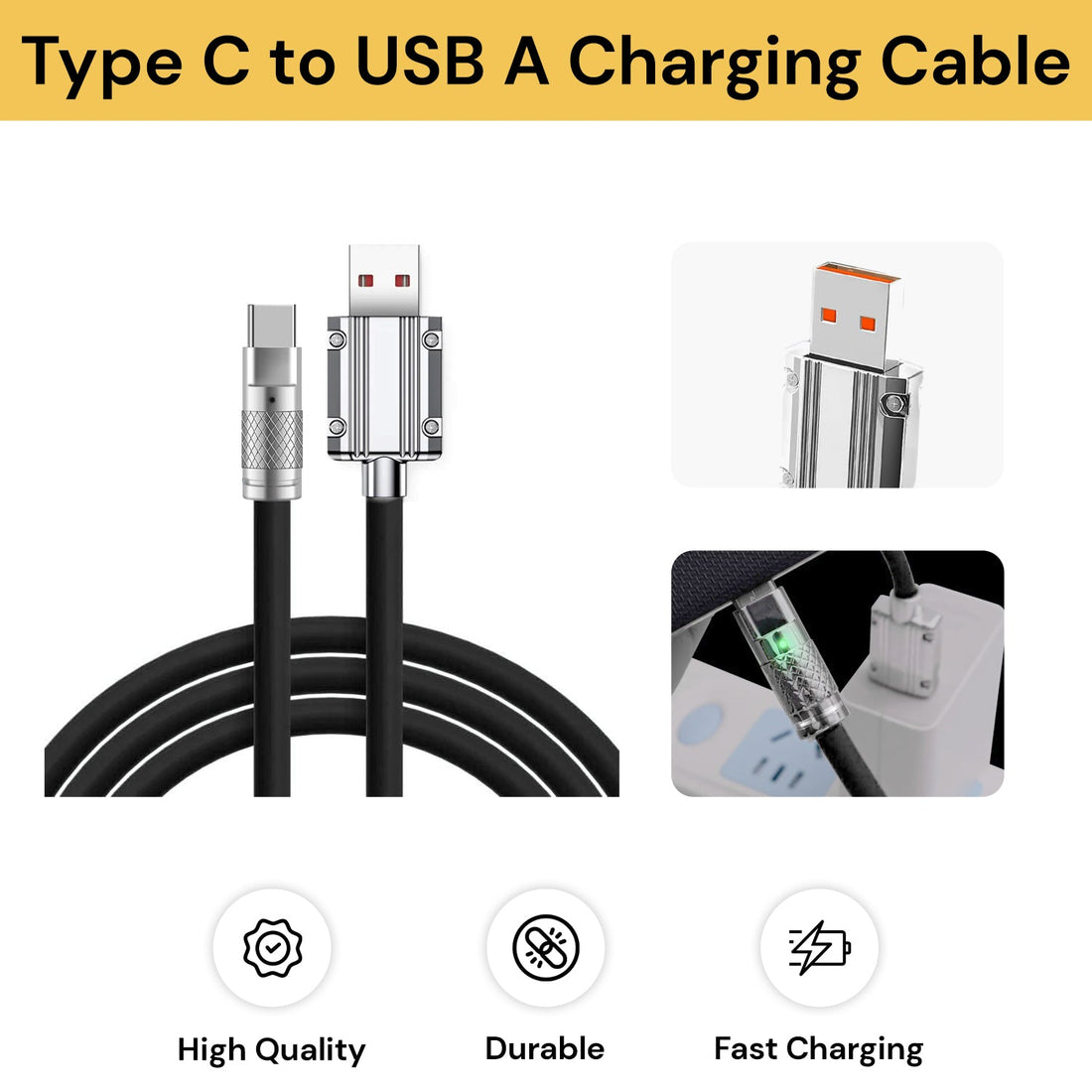 USB Type C to USB A 120W Fast Charger Cable