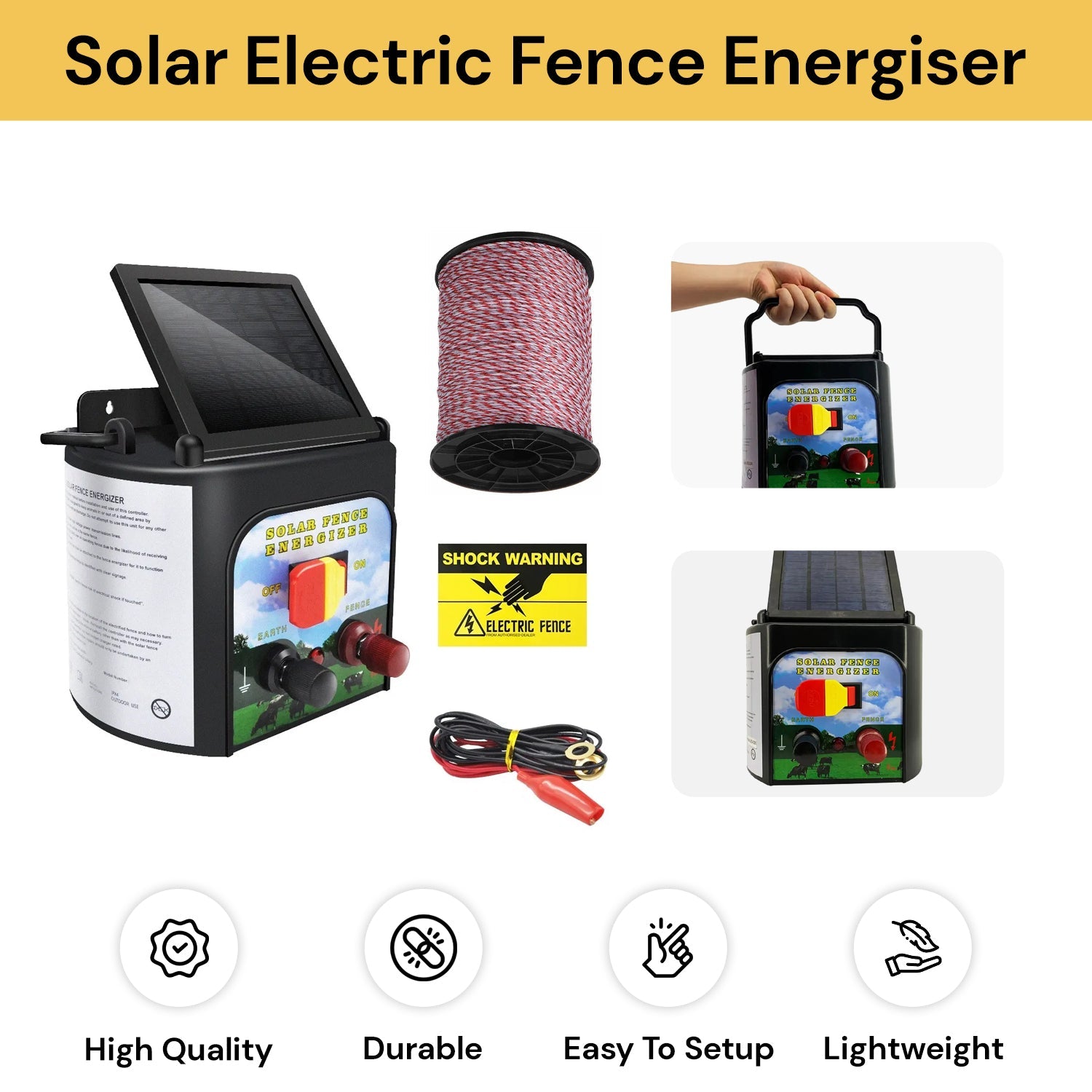 Solar Electric Fence Energiser Set