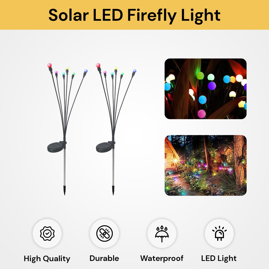 2PCs Solar LED Firefly Light