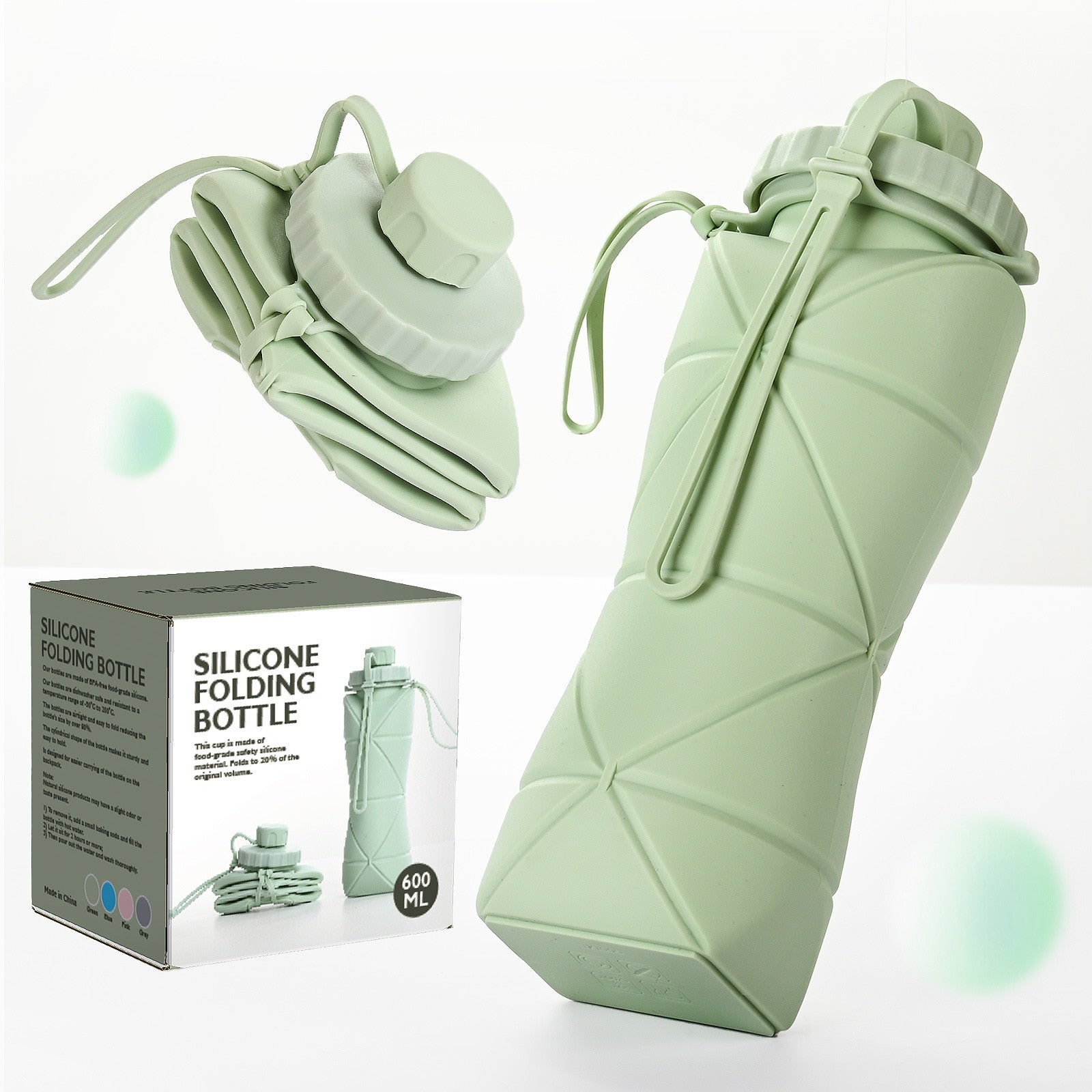 Folding 600ml Temperature-Resistant Silicone Water Bottle Prily