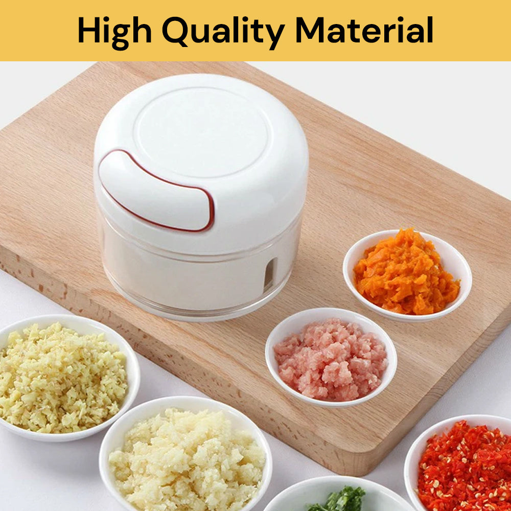 Manual Garlic Chopper - Hand-Powered Food Processor - White