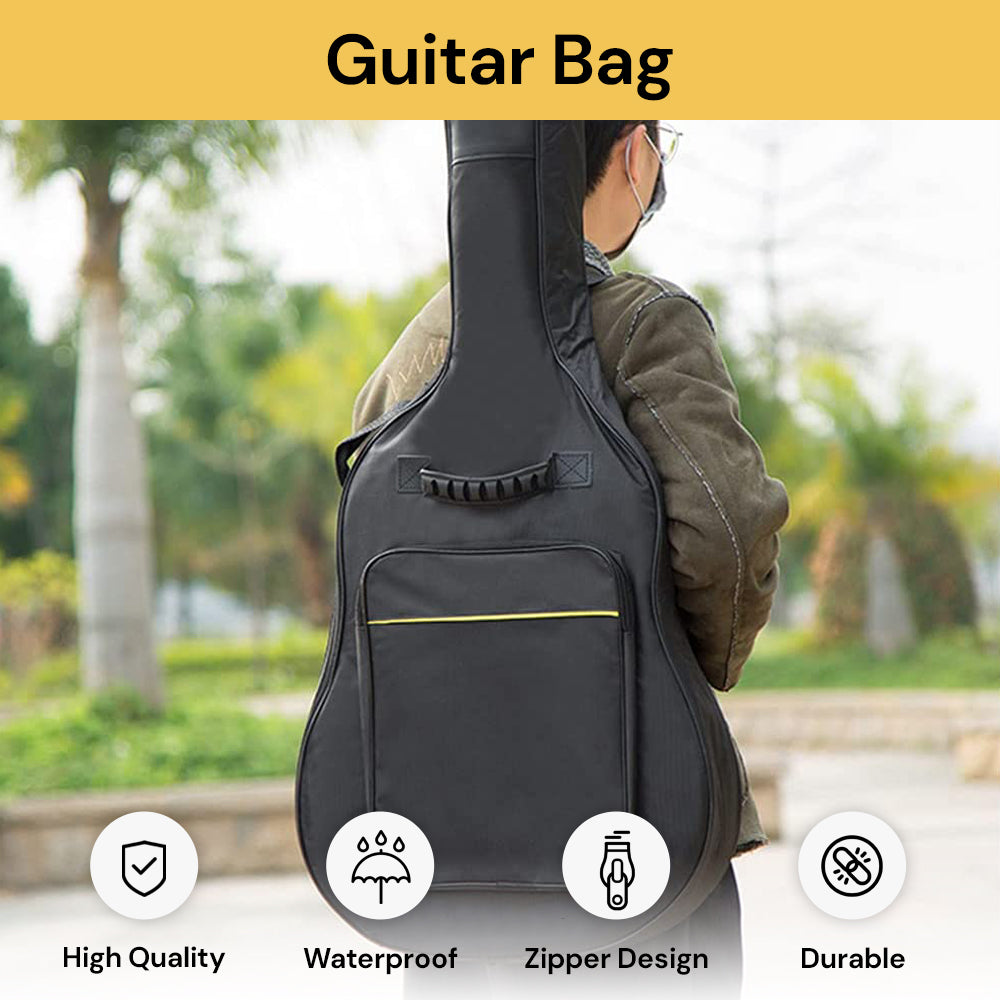 41-Inch Guitar Bag - Black - Padded Gig Bag for Guitar