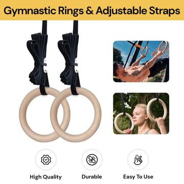 2PCs Gymnastic Rings With Adjustable Straps