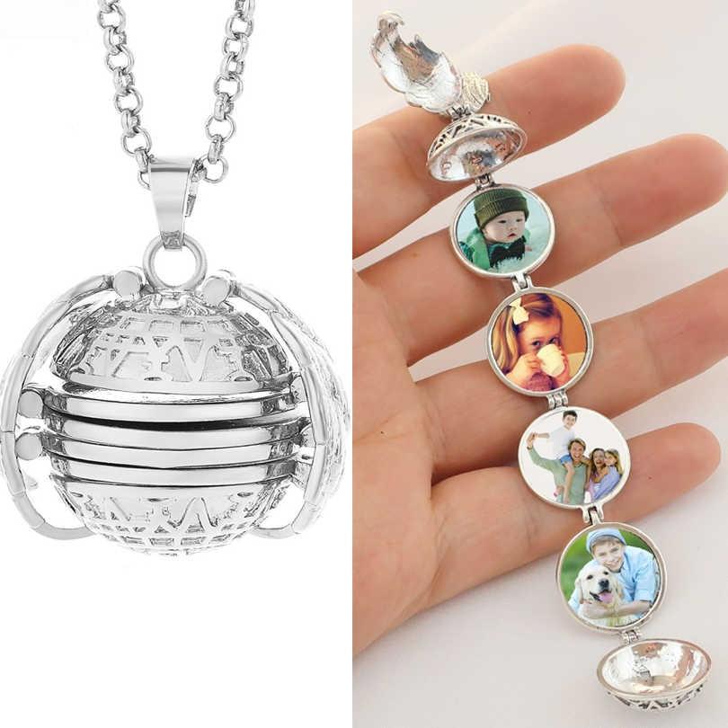 Elegant Angel Wings 6-Photo Locket Necklace