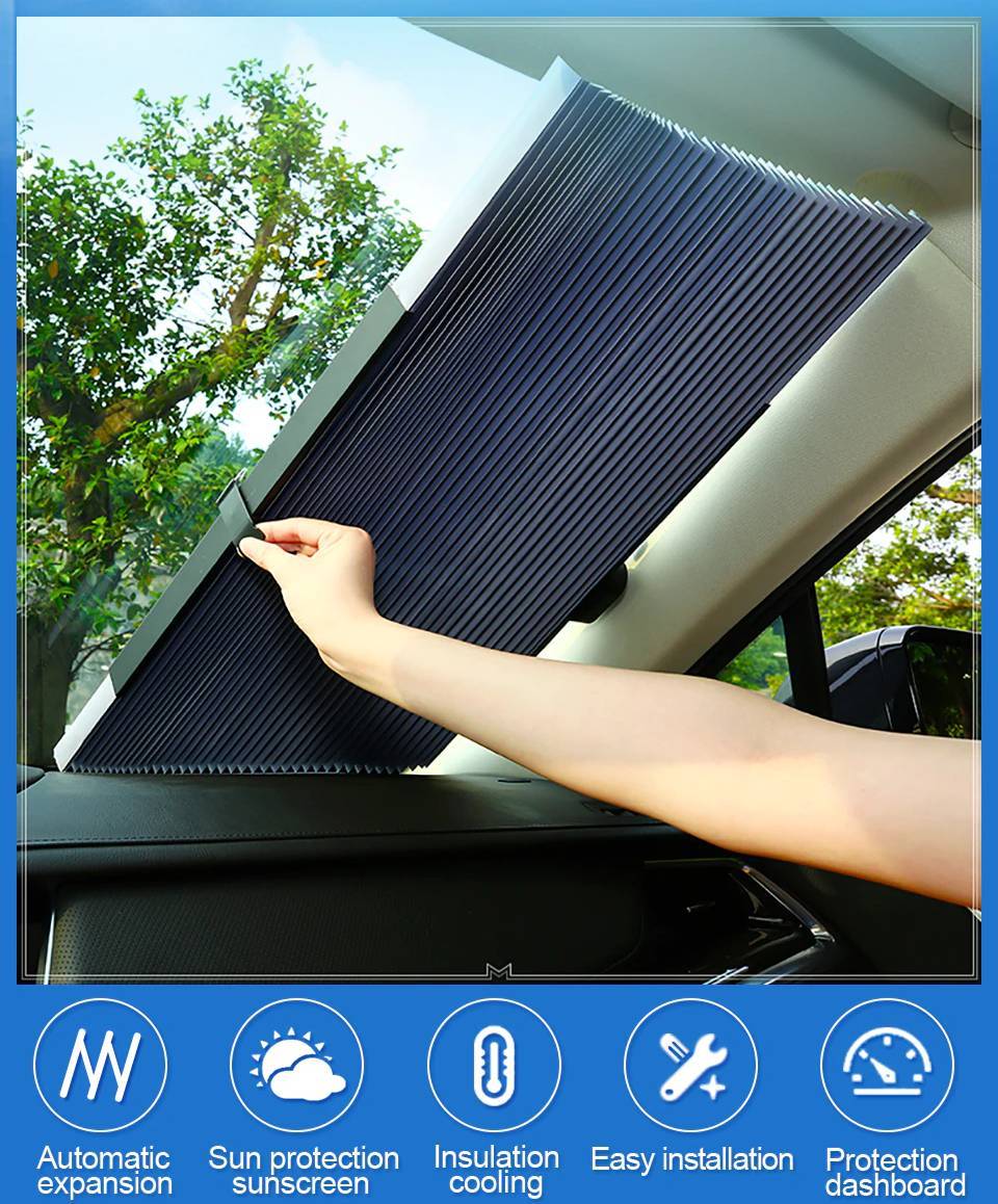 Anti-UV Retractable Windshield Heat Guard