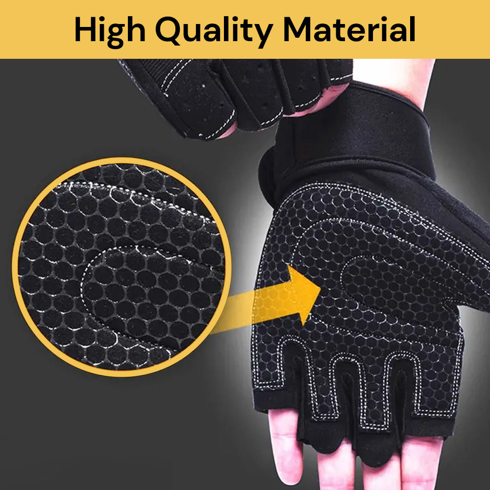 Men Women Half-Finger Gloves - Breathable Cycling Gloves - Black