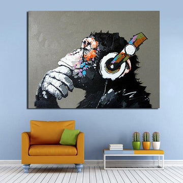 "The Thinking Monkey" Modern Canvas Print