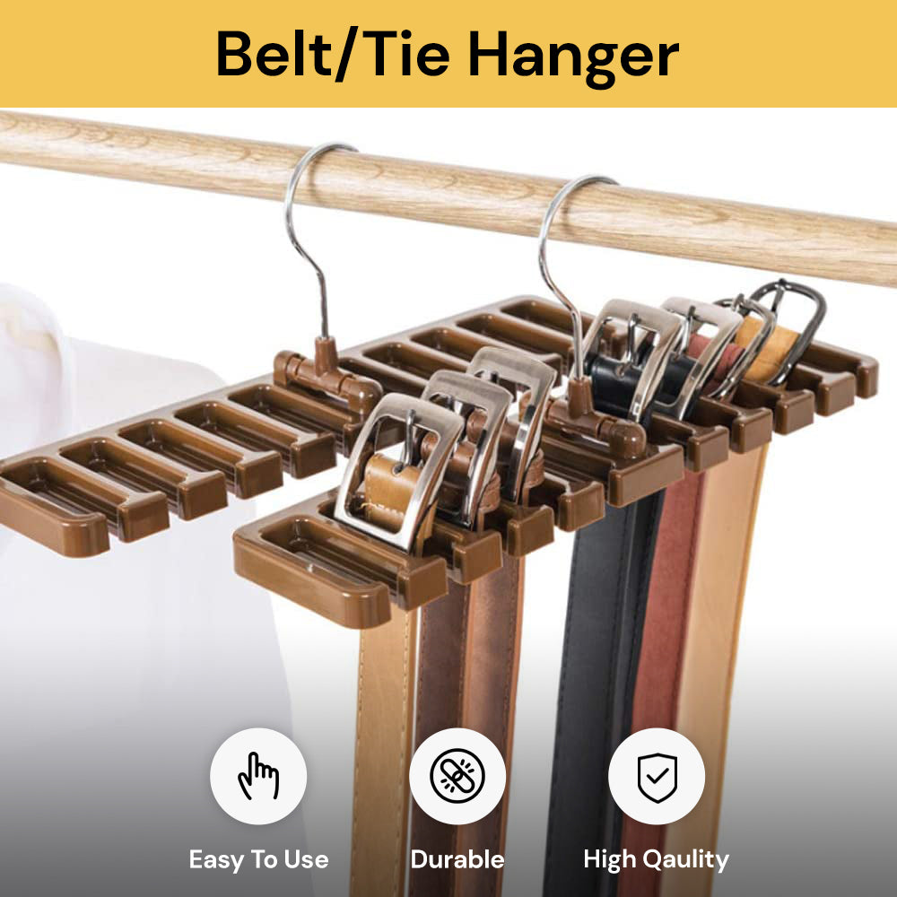 Belt Tie Hanger - Space-saving Organizer, Brown