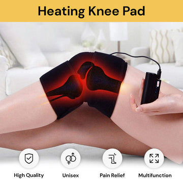 Electric Heating Knee Pad - Heated Knee Wrap for Pain Relief - Black