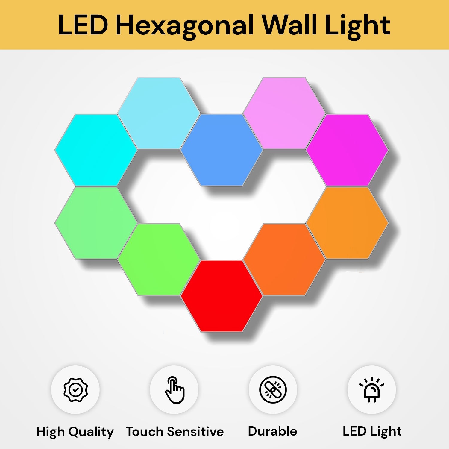 10PCs LED Hexagonal Wall Lights