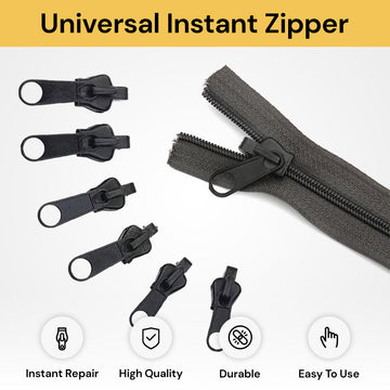 6pcs Universal Instant Zipper - Quick Zip Replacement Set - Black