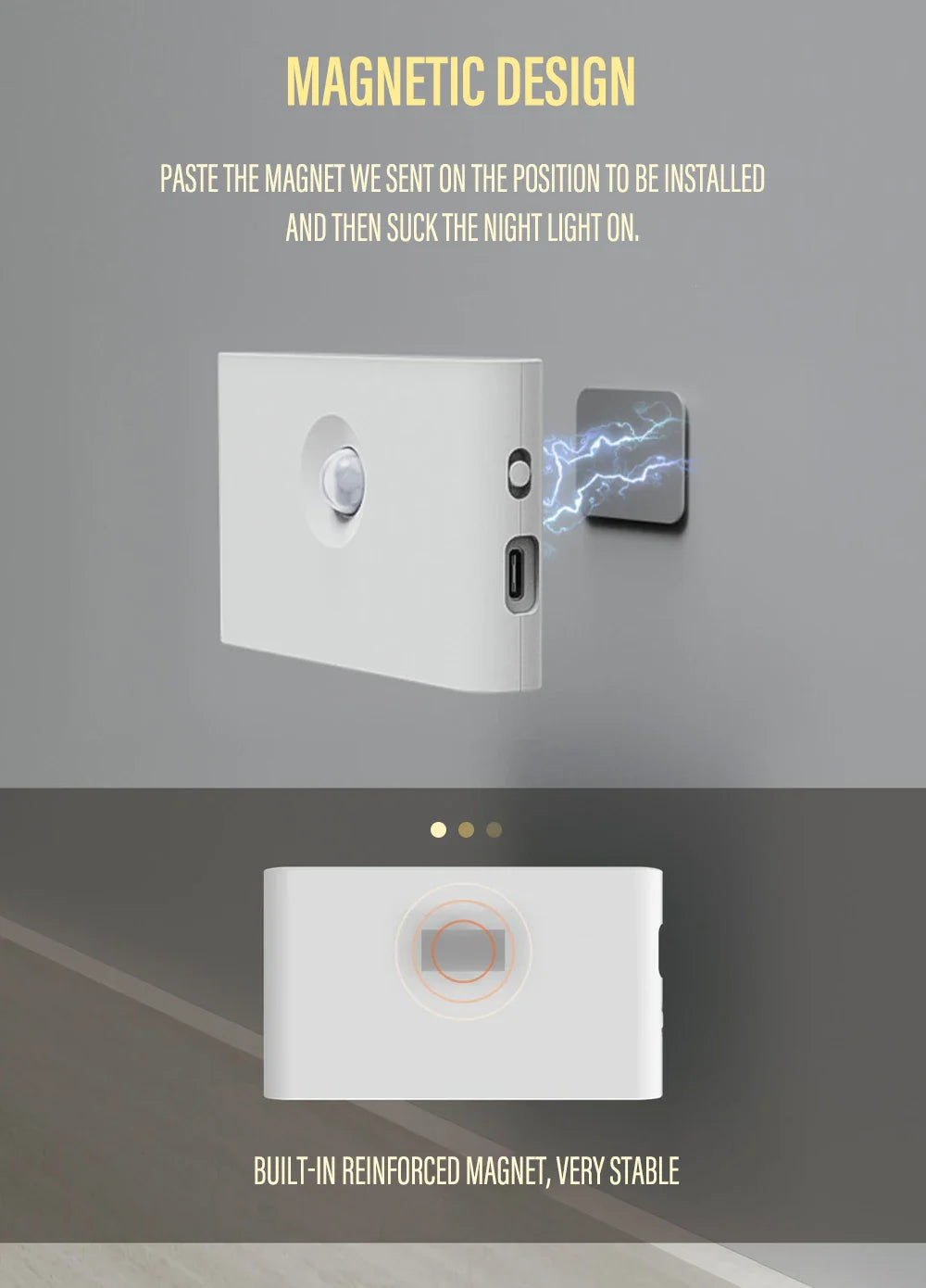 Intelligent Sensor Two-Way Lighting Magnetic Rechargeable LED Night Light Prily