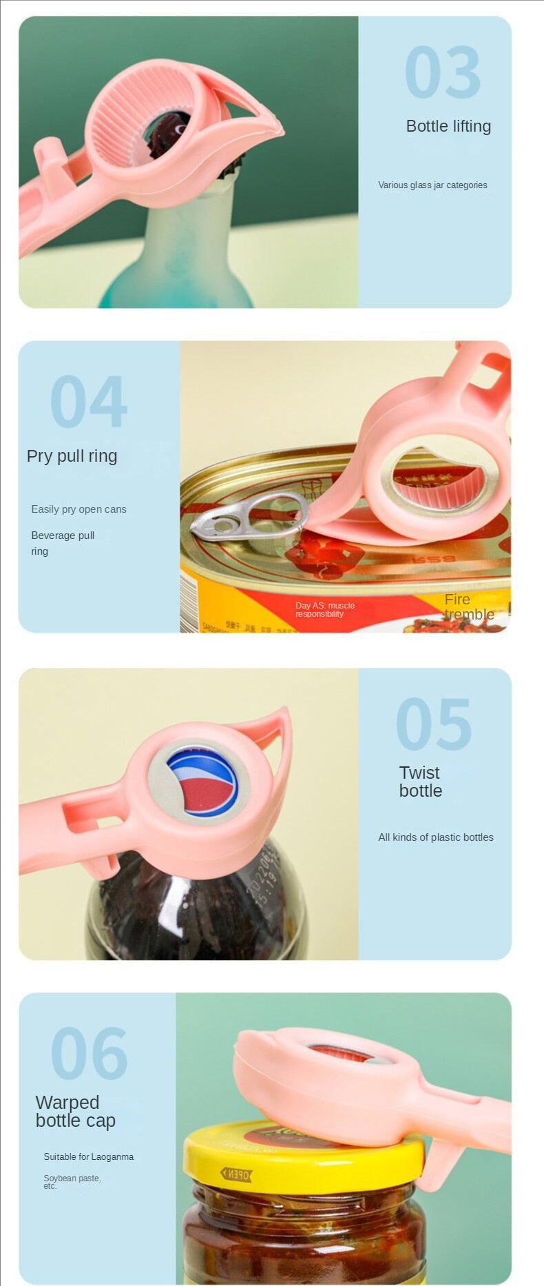 Japanese 4 In 1 Smart (Jar/ Can/ Bottle) Opener Prily