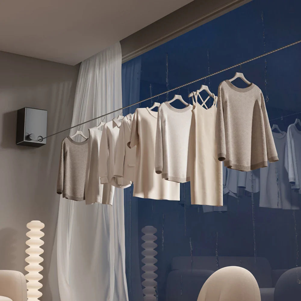 Japanese Retractable (Punch-Free) Space-Saving Clothes-Drying stainless steel Clothesline Prily