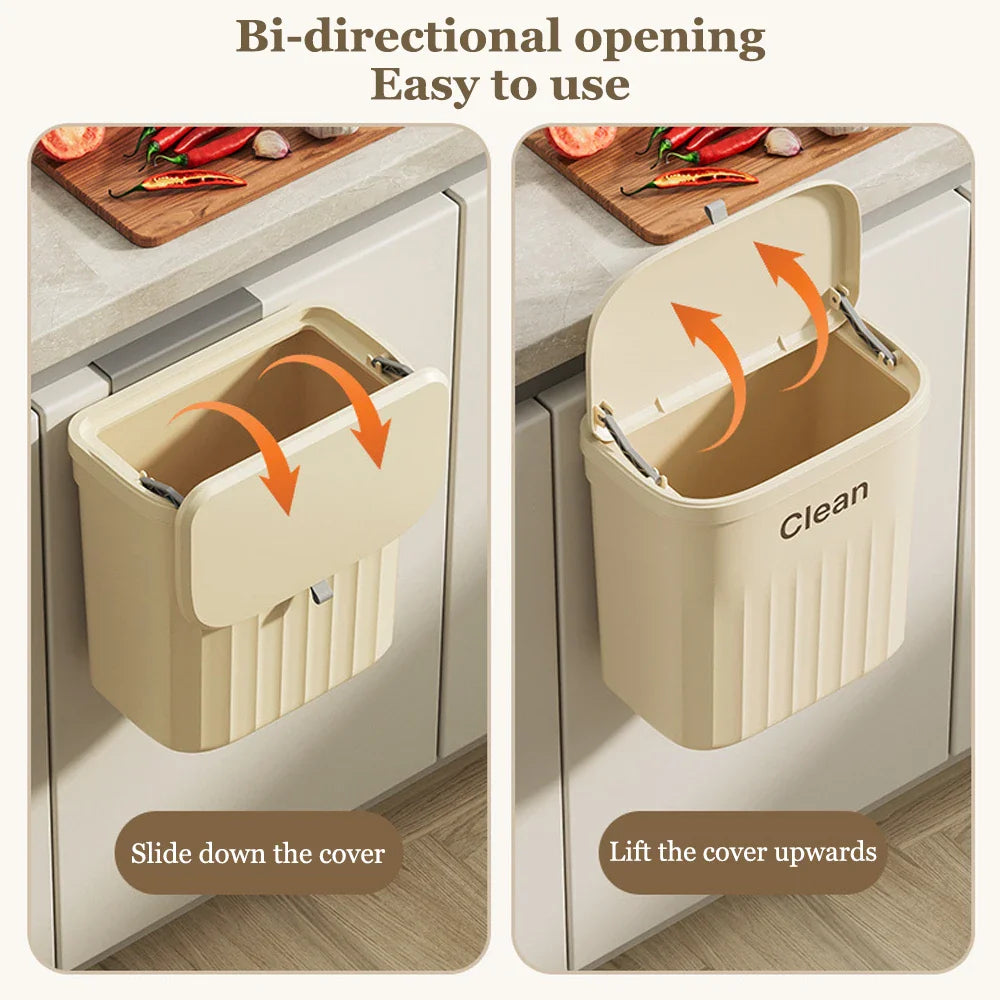 Japanese Wall/Cabinet Doors Mount Two-Way Opening Odor-Blocking Trash Can Prily