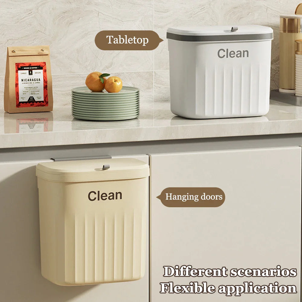 Japanese Wall/Cabinet Doors Mount Two-Way Opening Odor-Blocking Trash Can Prily