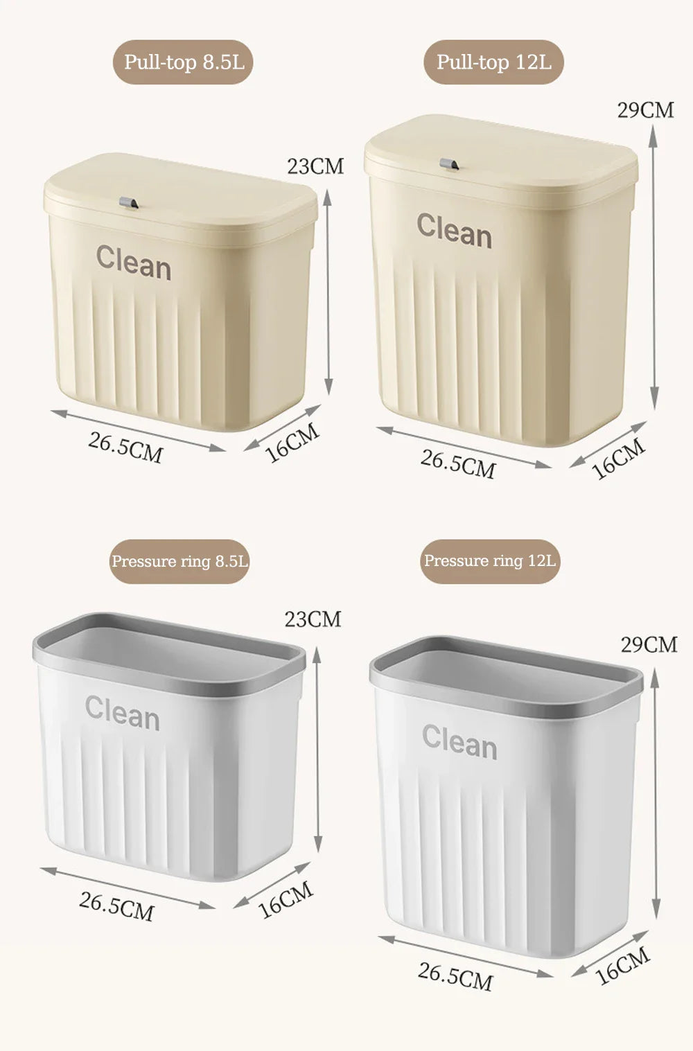 Japanese Wall/Cabinet Doors Mount Two-Way Opening Odor-Blocking Trash Can Prily