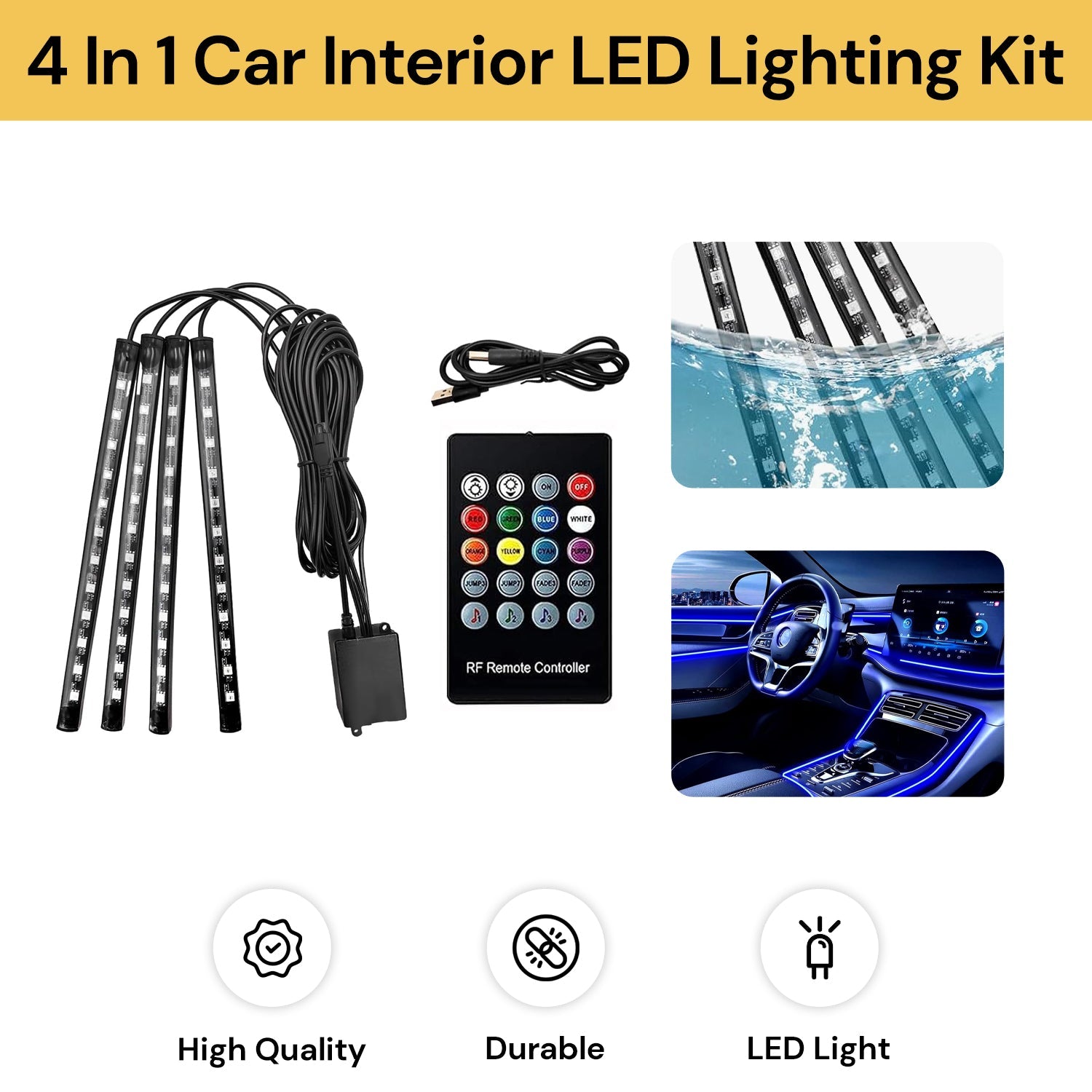 4 In 1 Car Interior LED Lighting Kit