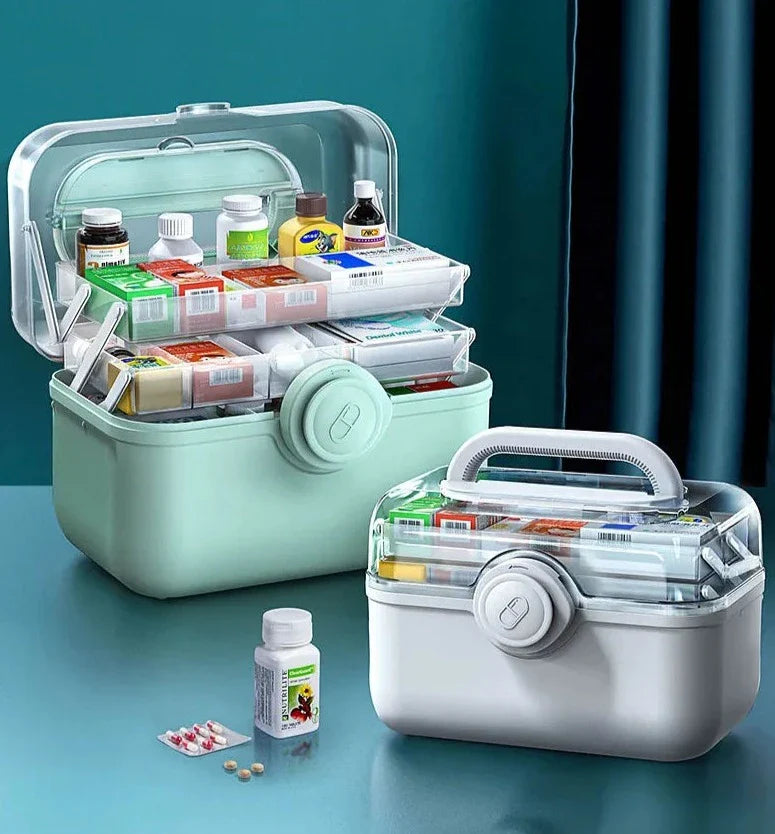 Large Capacity 3 Layer Family Medicine Organizer Box Prily