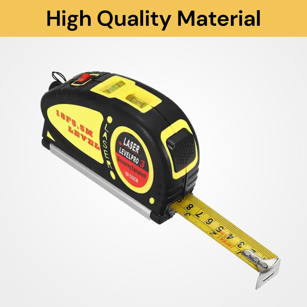 3-in-1 Laser Measure Tape - Compact Design, Yellow