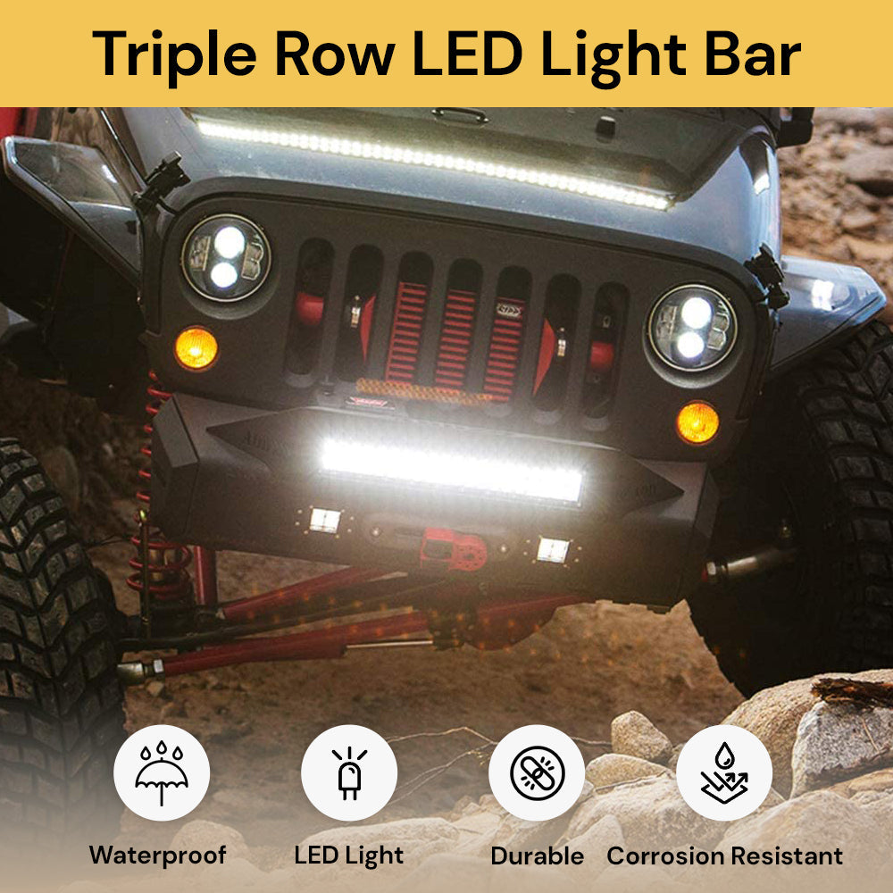 21-inch Triple Row LED Light Bar - Off-Road Light with Spot Flood Combo - Black