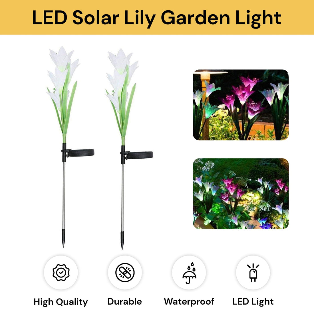 2PCs LED Solar Lily Garden Light