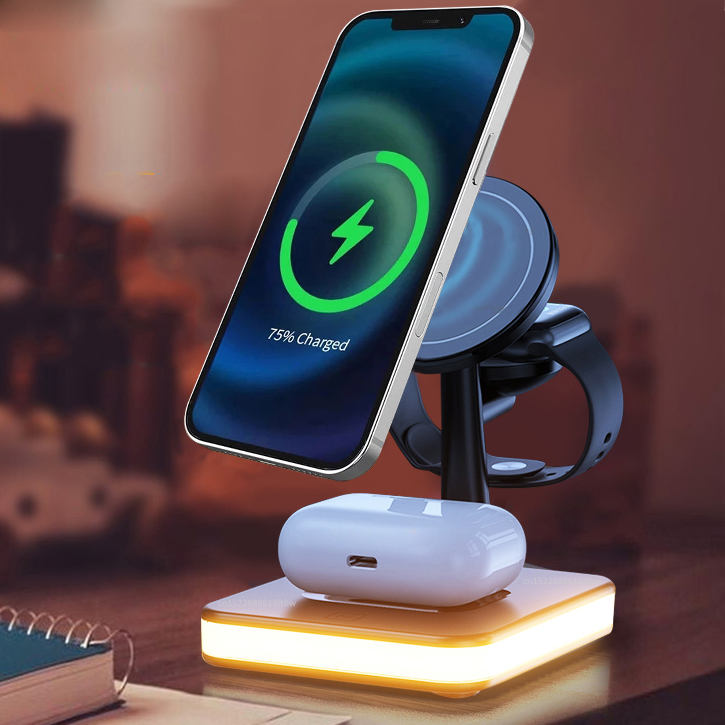 Magnetic 4 in 1 Wireless Fast Charging Dock Station For iPhone Apple watch & Airpods Prily