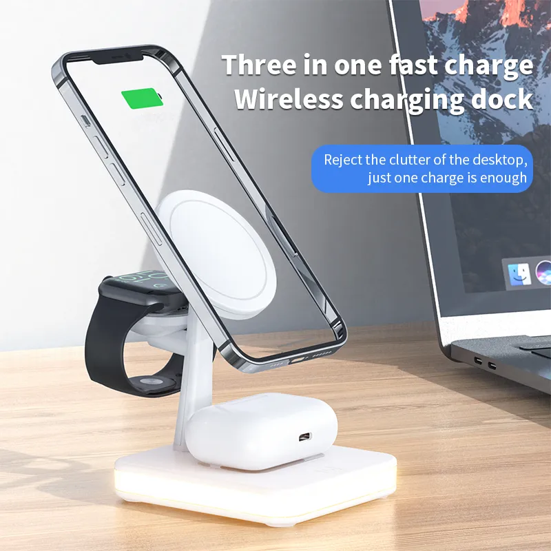 Magnetic 4 in 1 Wireless Fast Charging Dock Station For iPhone Apple watch & Airpods Prily