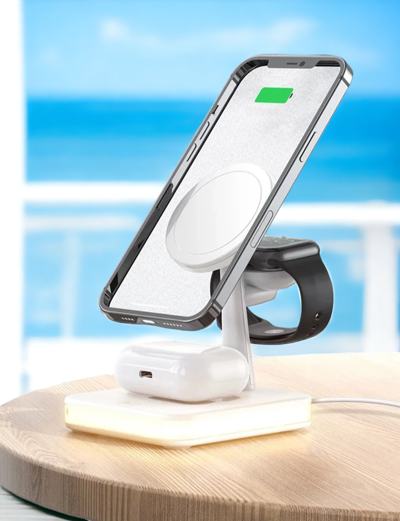 Magnetic 4 in 1 Wireless Fast Charging Dock Station For iPhone Apple watch & Airpods Prily