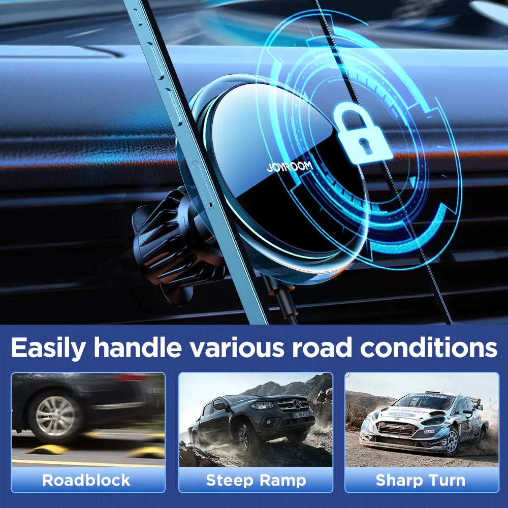 Magnetic Wireless Fast Charging Car Phone Mount With Blue Light Prily