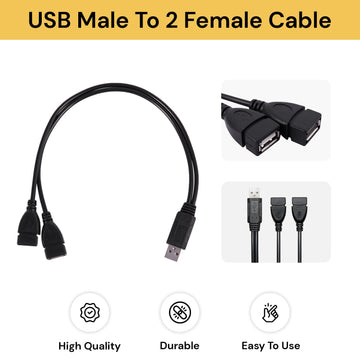 USB Male To 2 Female Dual USB Cable