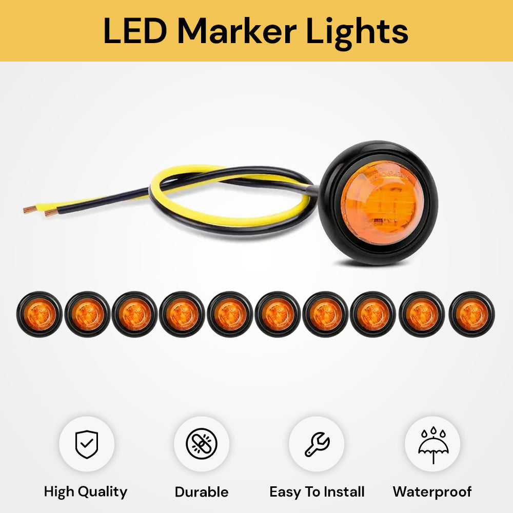 10pcs LED Marker Lights - Black,Amber