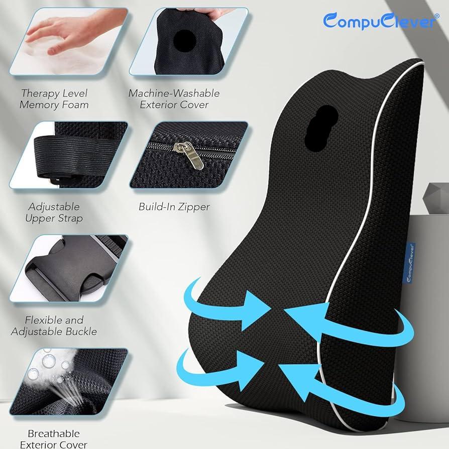 Memory Foam Lumbar Support Car Seat / Chair Pain Relief Cushion Prily