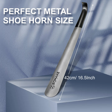 Metal Long Handle 16.5" Bend-Free Shoehorn Helper For The Elderly Prily