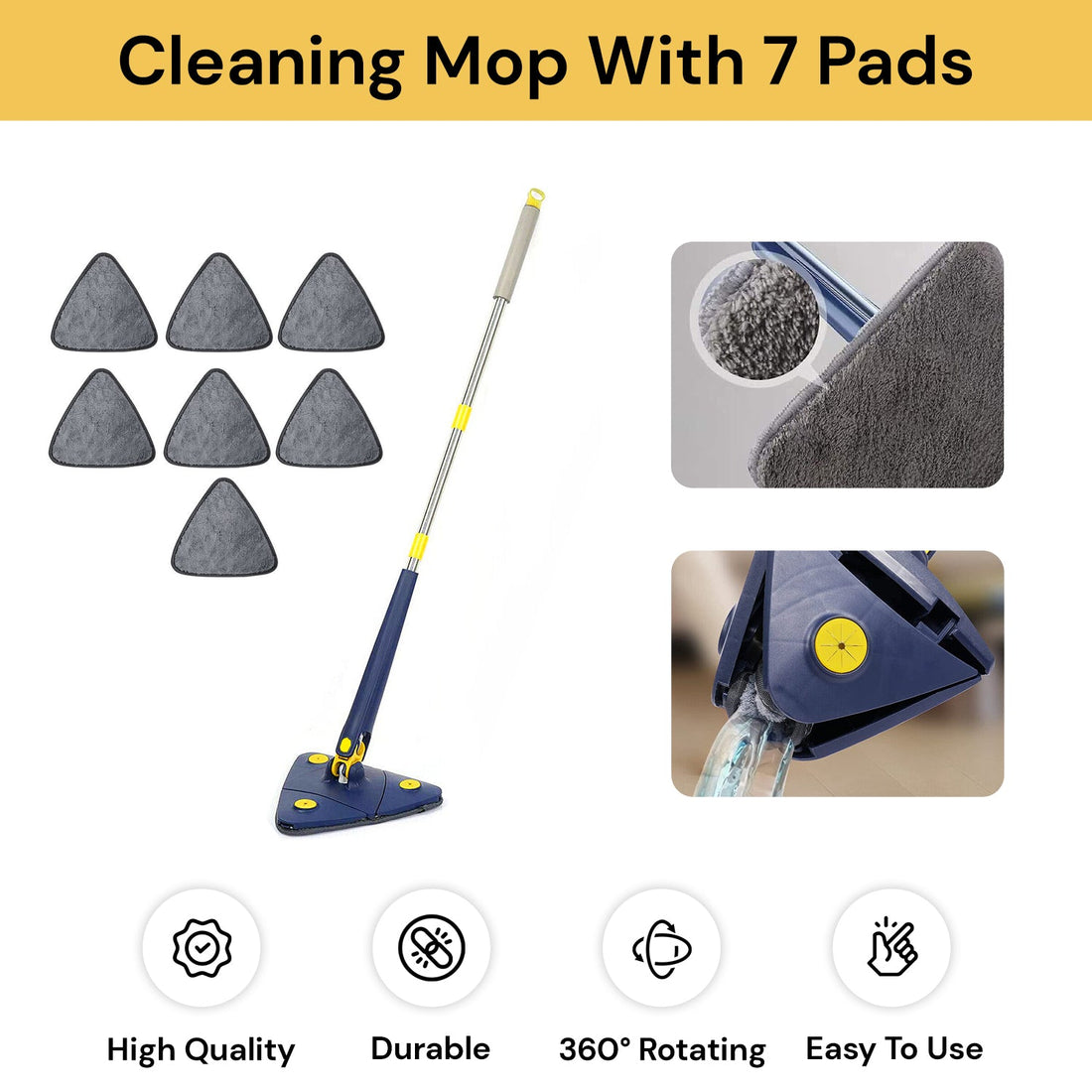 360° Rotatable Cleaning Mop With 7 Pads