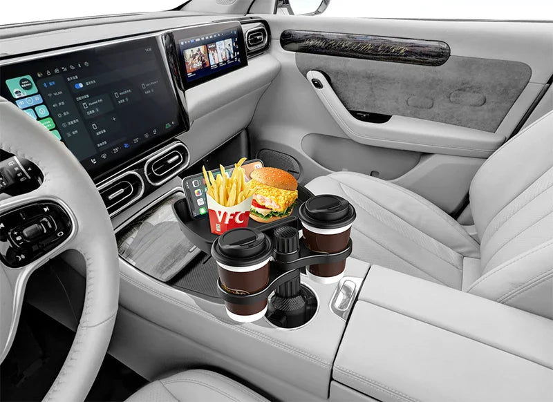 Multifunctional 360° Adjustable Car Snack Tray with Dual Cup Holder Prily